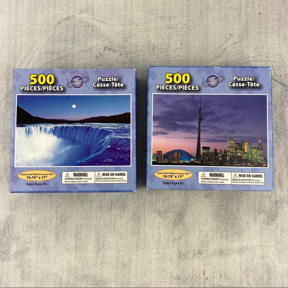 Two 500 Piece Jigsaw Puzzles CN Tower and Niagra Falls 17 x 10.75 inches NEW